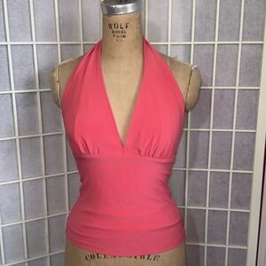 Vintage 90s Y2K Cache Babydoll Stretch Festival Peach Deadstock Halter Top Small